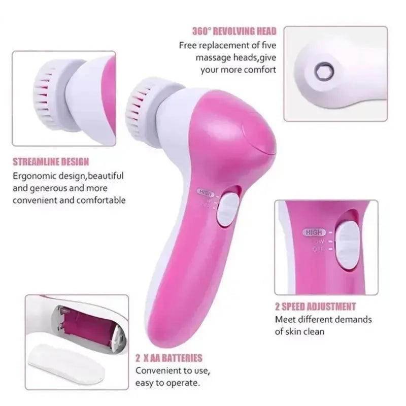 Electric Facial Cleaner 5 IN 1 Face Cleansing Brush